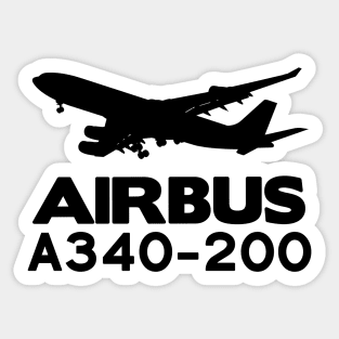 Airbus A340-200 Silhouette Print (Black) Sticker